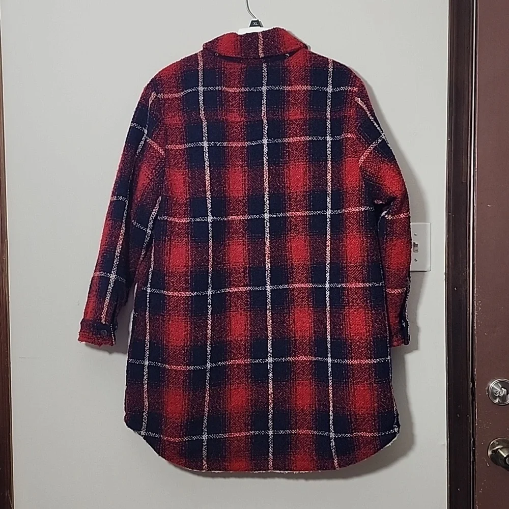 Levi's Wool Blend Oversized Plaid Sherpa Shirt Shacket Size XL